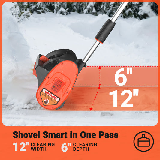 VOLTASK Cordless Snow Shovel, 24V | 12-Inch Snow Blower Cordless, Battery Snow Shovel with Directional Plate & Adjustable Front Handle (4-Ah Battery & Quick Charger Included)