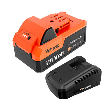 VOLTASK 24V 4.0-Ah Lithium iON Battery + 2.2A Rapid Charger for Cordless Snow Shovel and Cordless Snow Blower