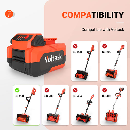 VOLTASK 20V 4.0AH Lithium-Ion Battery for Voltask Cordless Snow Shovel SS-20D