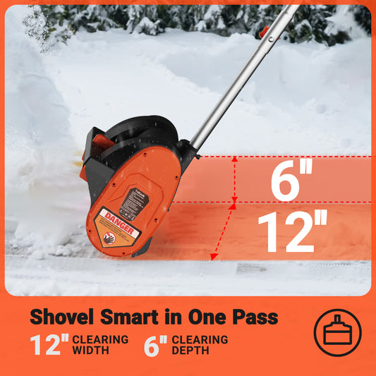 VOLTASK 10 Amp Electric Snow Blower, 12'' Corded Snow Blower with Directional Plate