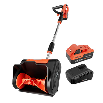 VOLTASK 24V 11-inch Cordless Snow Shovel 7.3lbs Lightweight Electric Snow Blower with 4-Ah Battery & Quick Charger Included for Driveway & Sidewalks