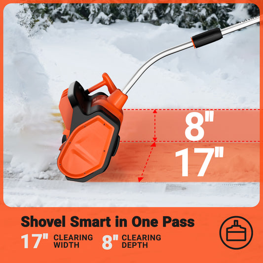 VOLTASK Cordless Snow Shovel, 48V | 17-Inch Cordless Snow Blower, Battery Snow Blower with Directional Plate (2 * 24V Battery & Dual Quick Charger Included)