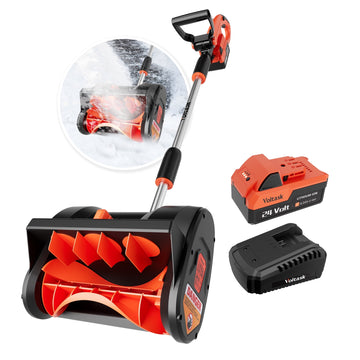 VOLTASK 24V 12-inch Cordless Snow Shovel Electric Snow Blower with Directional Plate, Battery & Quick Charger Included