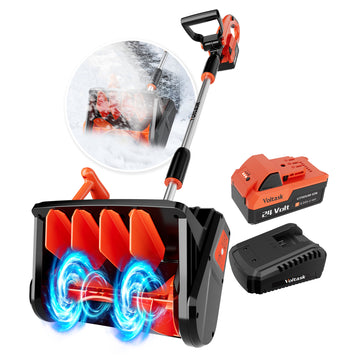 VOLTASK Cordless Snow Shovel, 24V | 13-inch | 4-Ah Cordless Battery Electric Snow Blower with Directional Plate, Battery & Quick Charger Included for Driveway & Sidewalks