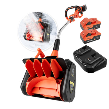 VOLTASK Cordless Snow Shovel, 48V | 13.5-inch Cordless Electric Snow Blower 2 Batteries & Dual Quick Charger Included for Driveway with Directional Plate