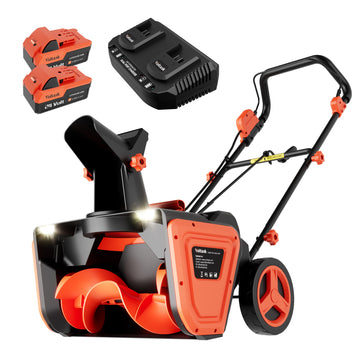 VOLTASK 48V Cordless Snow Shovel 20-inch Brushless Electric Snow Blower with Wheels, Battery Snow Blower with Directional Plate & LED Lights (2 * 24V Battery & Dual Quick Charger Included)
