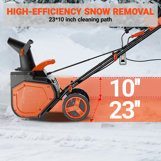 VOLTASK 15 Amp Electric Snow Blower, 23 inch Corded Snow Blower with 180-degree Directional Chute