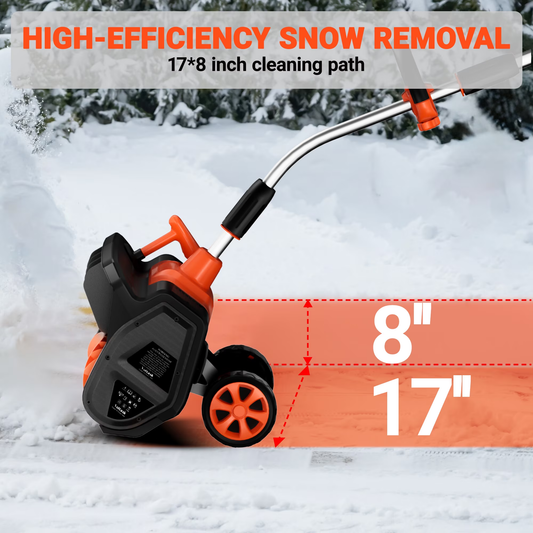 VOLTASK Cordless Snow Shovel with Wheels, 48V | 17-inch | 4-Ah Brushless Cordless Snow Blower, Battery Snow Blower.