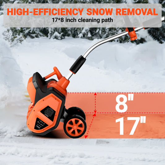 VOLTASK Cordless Snow Shovel, 48V | 17-inch Electric Snow Blower 2 Batteries & Dual Quick Charger Included for Driveway with Directional Plate