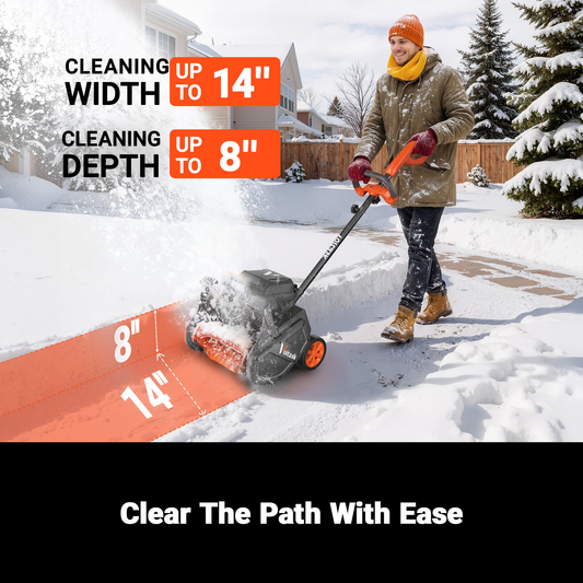 VOLTASK 56V 14-inch Cordless Electric Snow Shovel Lightweight Snow Blower Power with Battery and Charger for Driveway.