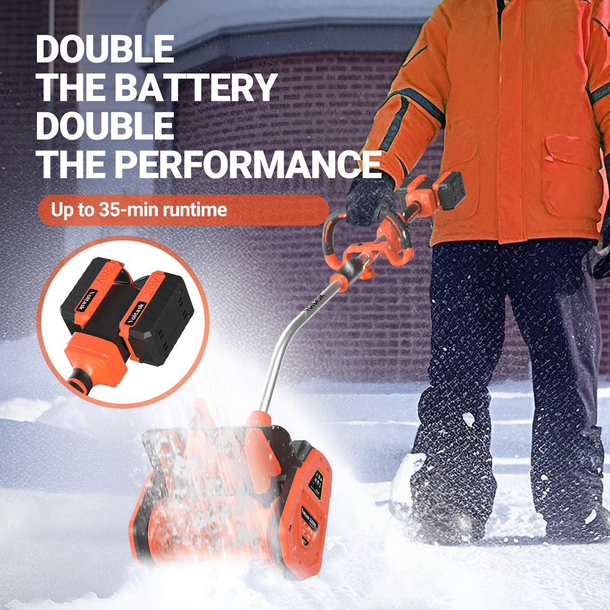 VOLTASK SS40B 40V 13Inch Cordless Snow Shovel with Directional Chute