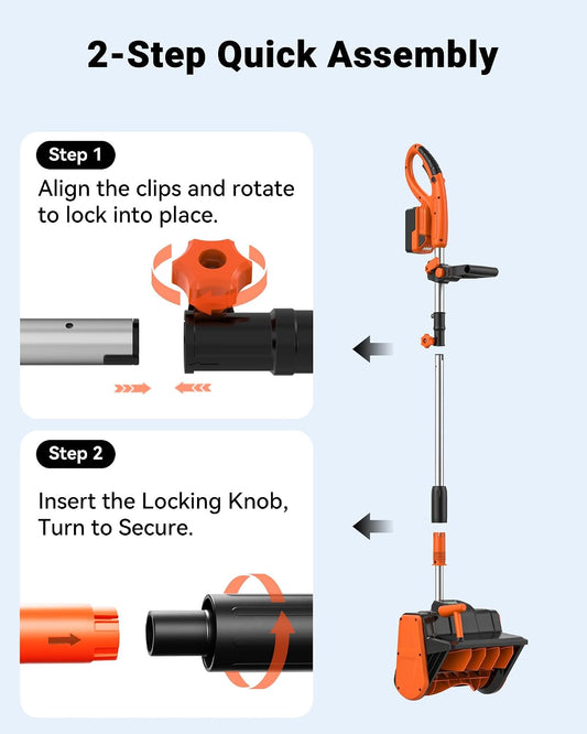 VOLTASK Cordless Snow Shovel Brushless 24V, 13-Inch Electric Snow Blower with 4-Ah Battery & Fast Charger, 25-Ft Snow Throw, Lightweight Waterproof Design for Driveway & Steps