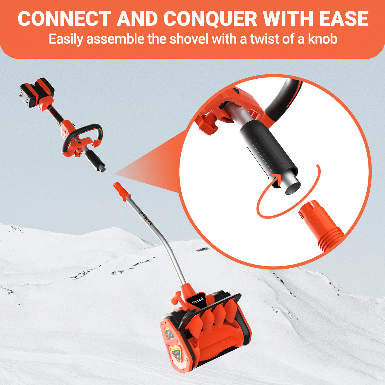 VOLTASK SS40B 40V 13Inch Cordless Snow Shovel with Directional Chute