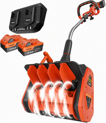 VOLTASK 48V 13.5 Inch Brushless Cordless Snow Shovel, Electric Snow Blower Battery Powered with Adjustable Plate, 2 * 24V 4.0Ah Battery & Quick Charger, Lightweight for Driveways, Sidewalks, Decks