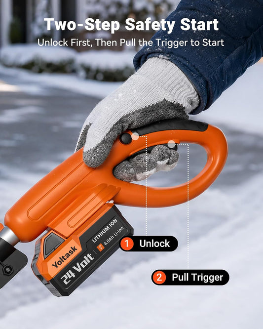 VOLTASK 24V Cordless Electric Snow Shovel, 13-Inch Brushless Snow Blowers