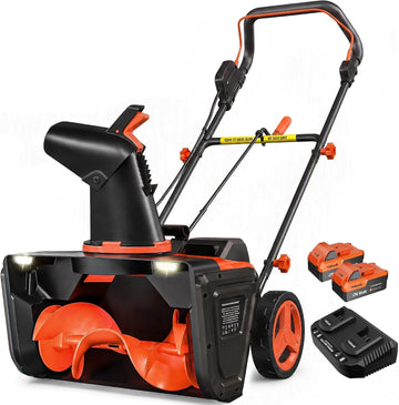 VOLTASK 48V Cordless Snow Blower with Wheels, 20-Inch Brushless Electric Snow Shovels with Directional Plate & LED Lights, Fits Driveways/Decks (2 * 24V Battery & Quick Charger Included)