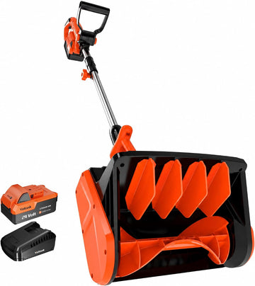VOLTASK 24V Cordless Snow Shovel, 13.2 Inch Electric Snow Blower, 23 Ft Snow Thrower, 4Ah Battery Snow Shovel with Directional Plate & Adjustable Handle (Battery & Quick Charger Included), Orange