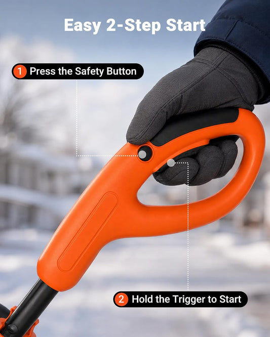VOLTASK 48V 16-Inch Brushless Cordless Snow Shovel with Wheels, Orange