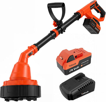 VOLTASK 24V Electric Ice Scraper, 1500RPM High-Speed Windshield Scraper for Ice and Snow, Adjustable Handle, Extension Rod, Dual Cutter Head Ice Scraper for Steps/Sidewalk/Driveway