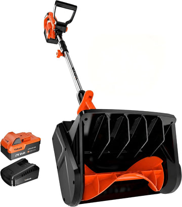 VOLTASK 24V Cordless Snow Shovel, 13 Inch Electric Snow Blower, 23 Ft Snow Thrower, 4Ah Battery Snow Shovel with Directional Plate & Adjustable Front Handle (Battery & Quick Charger Included), Black