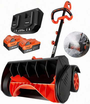 VOLTASK 48V 16-Inch Brushless Cordless Snow Shovel with Wheels, Orange