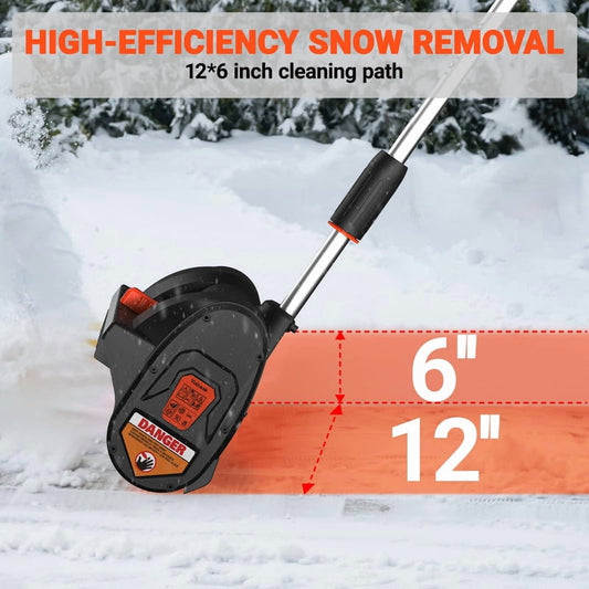 VOLTASK 24V 12-inch Cordless Snow Shovel Electric Snow Blower with Directional Plate, Battery & Quick Charger Included