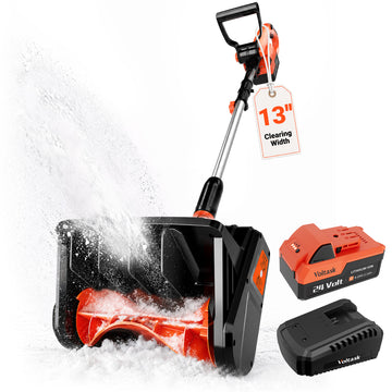 VOLTASK Cordless Snow Shovel, 24V | 13-inch | 4-Ah Electric Cordless Battery Brushless motor Snow Blower with Directional Plate, Battery & Quick Charger Included