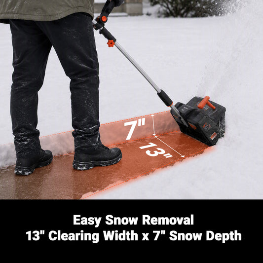 VOLTASK Cordless Snow Shovel, 24V | 13-inch | 4-Ah Electric Cordless Battery Brushless motor Snow Blower with Directional Plate, Battery & Quick Charger Included