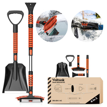 VOLTASK Extendable Snow Brush with Ice Scraper, Non-Scratch Squeegee and Snow Brush for Car Windshield, Snow Shovel and Brush for Car, Truck, SUV