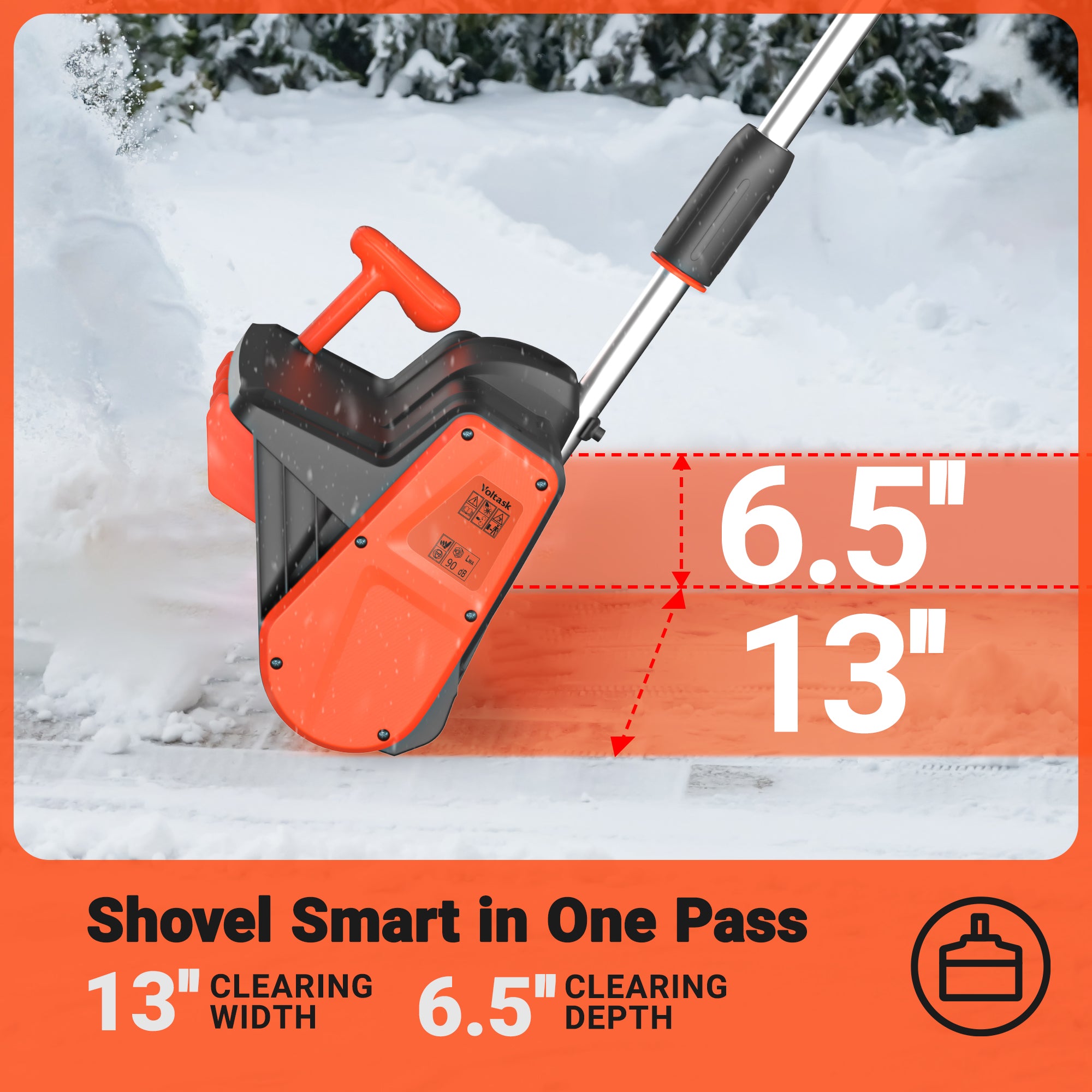 VOLTASK Cordless Snow Shovel, 24V | 13-Inch | 4-Ah Cordless Snow Blowe