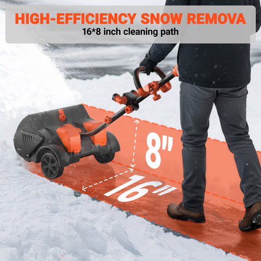 VOLTASK 48V 16-inch Cordless Snow Shovel with Wheels,Electric Snow Blower with LED Lights, 2 Batteries & Dual Quick Charger Included